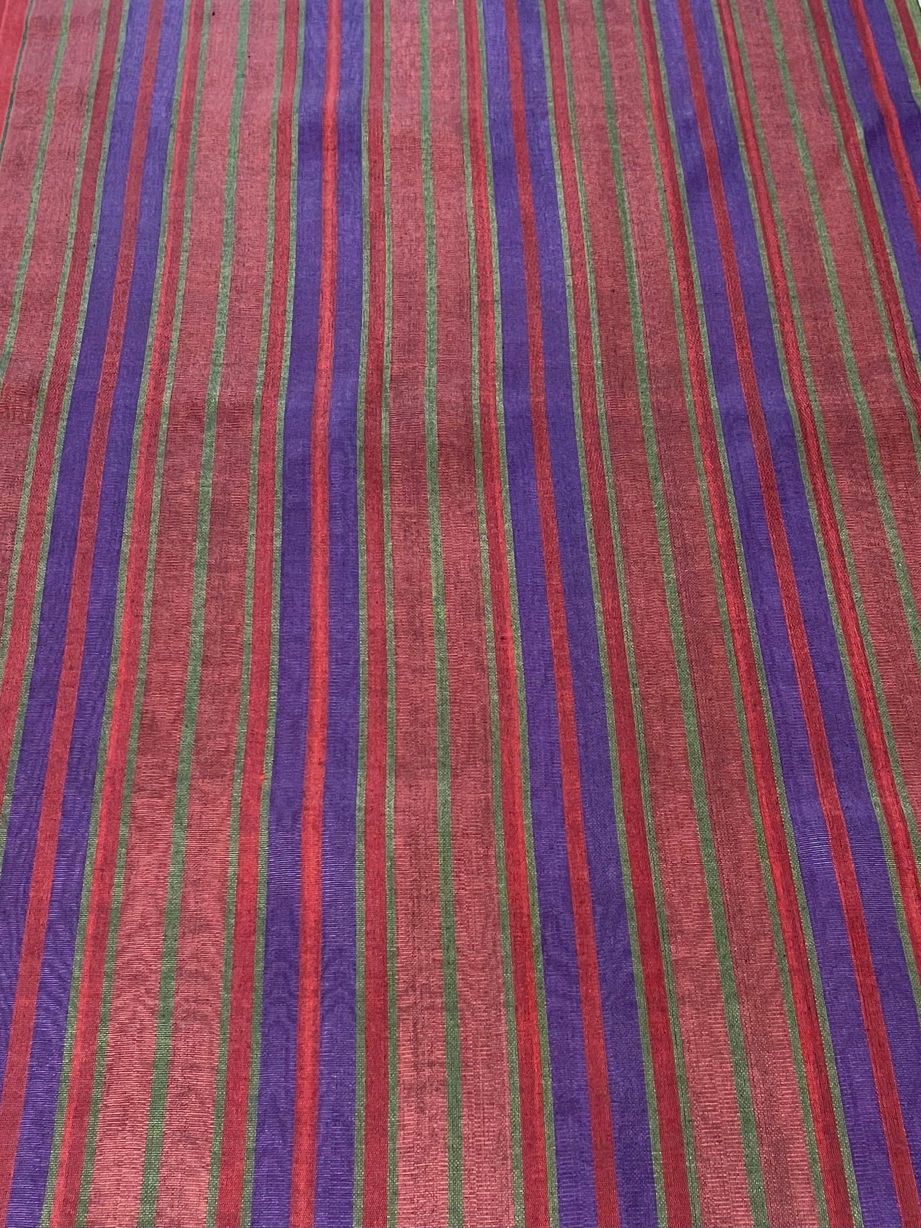 Multicolor striped 22 inches wide woven fabric.