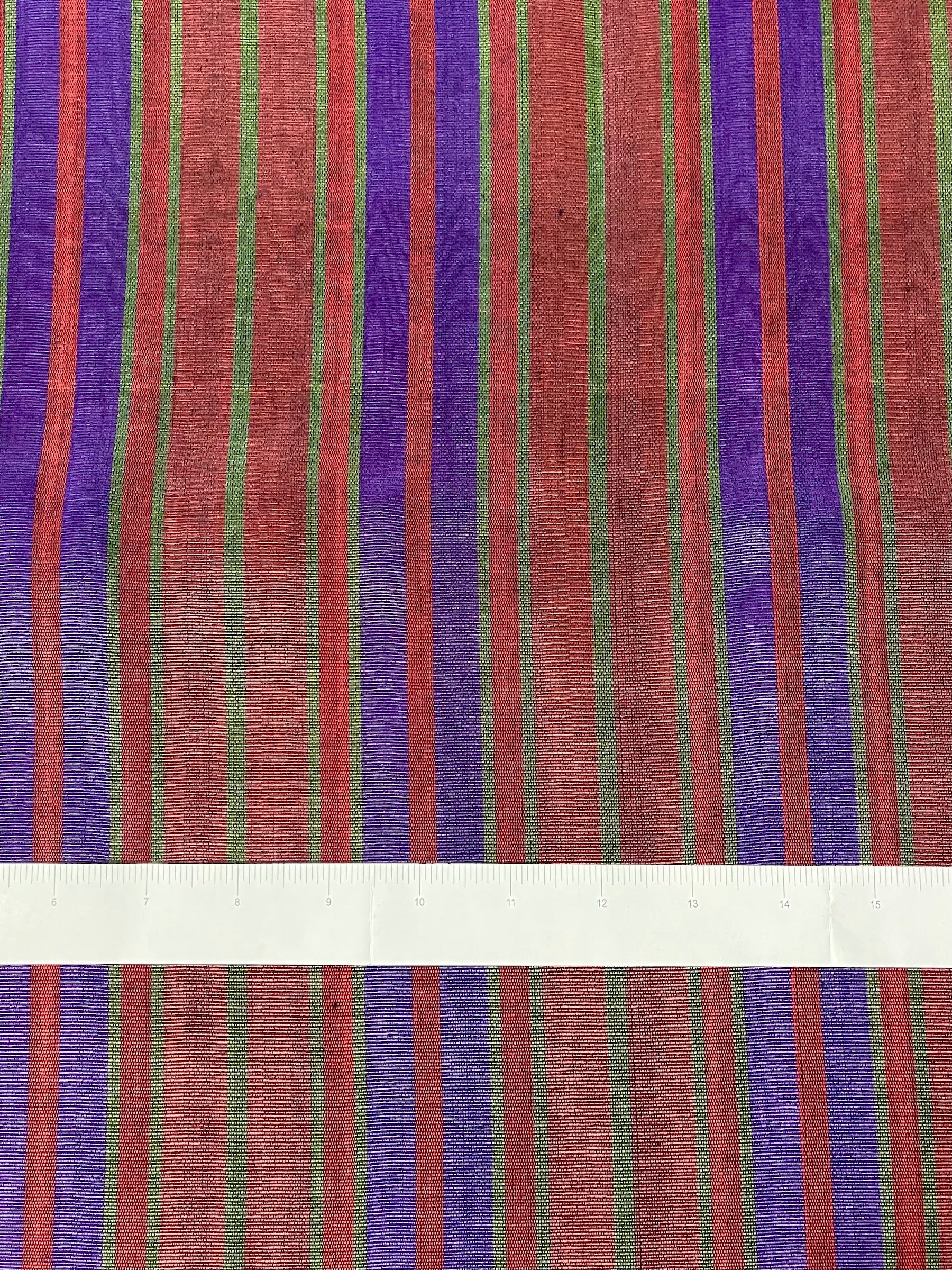 Multicolor striped 22 inches wide woven fabric.