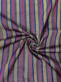Shiny & Colorful kutnu fabric. Multicolor striped woven fabric.