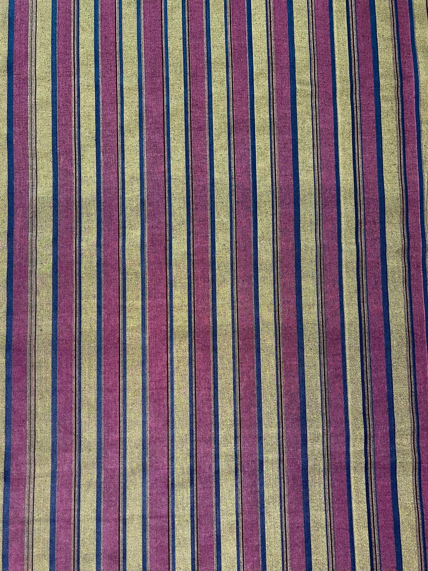 Shiny & Colorful kutnu fabric. Multicolor striped woven fabric.
