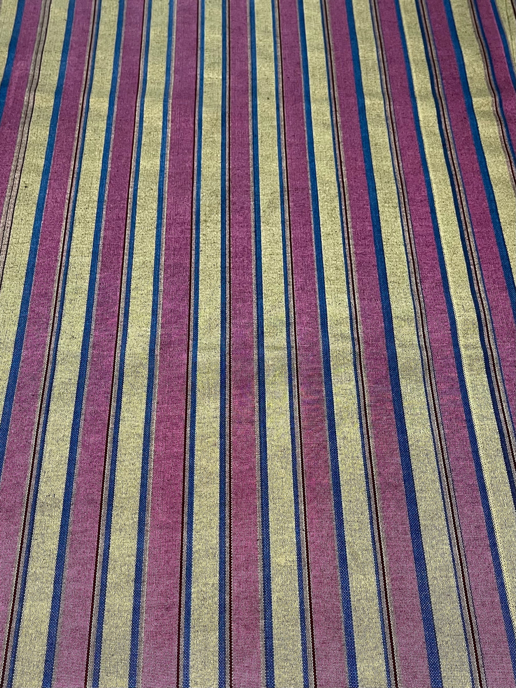 Shiny & Colorful kutnu fabric. Multicolor striped woven fabric.