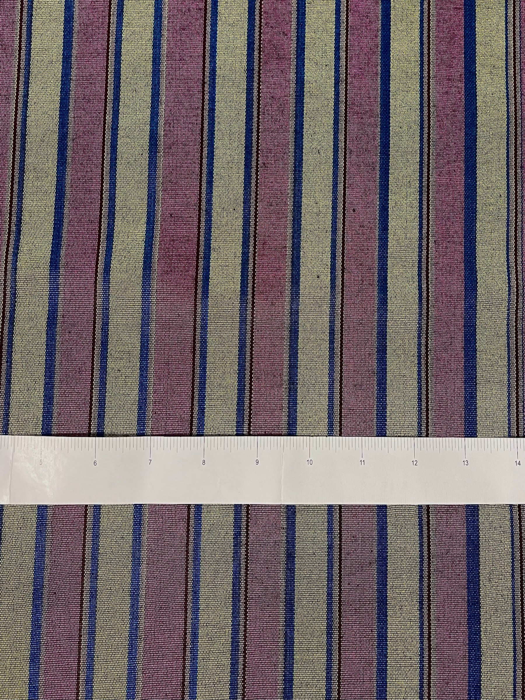 Shiny & Colorful kutnu fabric. Multicolor striped woven fabric.