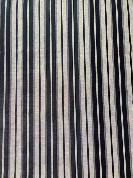 Black & Gray striped woven fabric. Sewing apparel, quilting, upholstery, home deco etc.