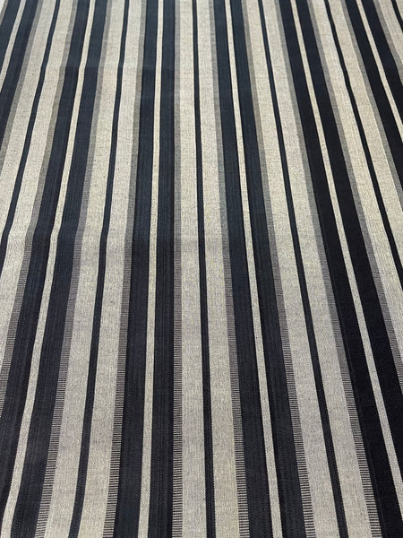 Black & Gray striped woven fabric. Sewing apparel, quilting, upholstery, home deco etc.