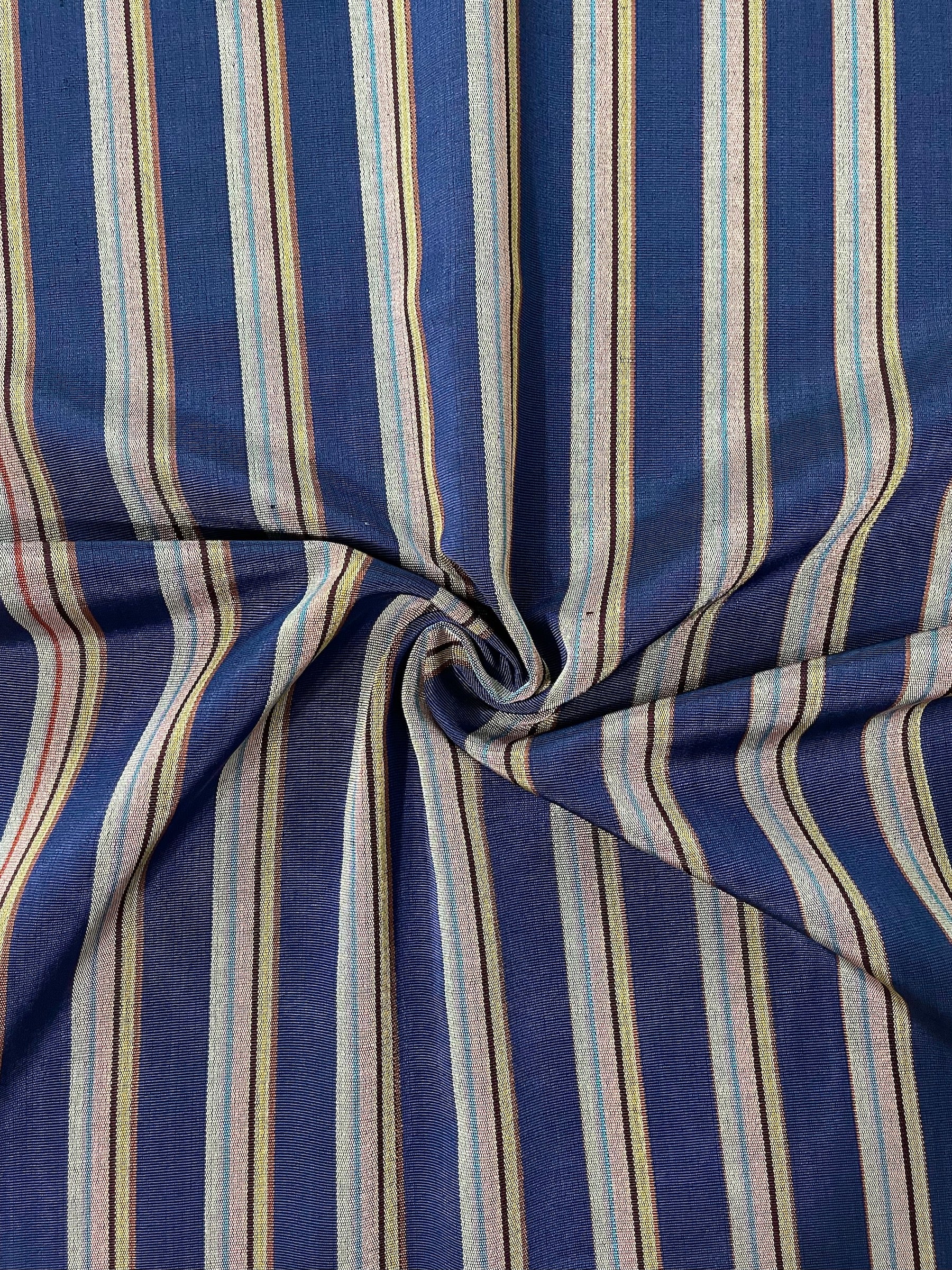 Colorful striped woven kutnu fabric.