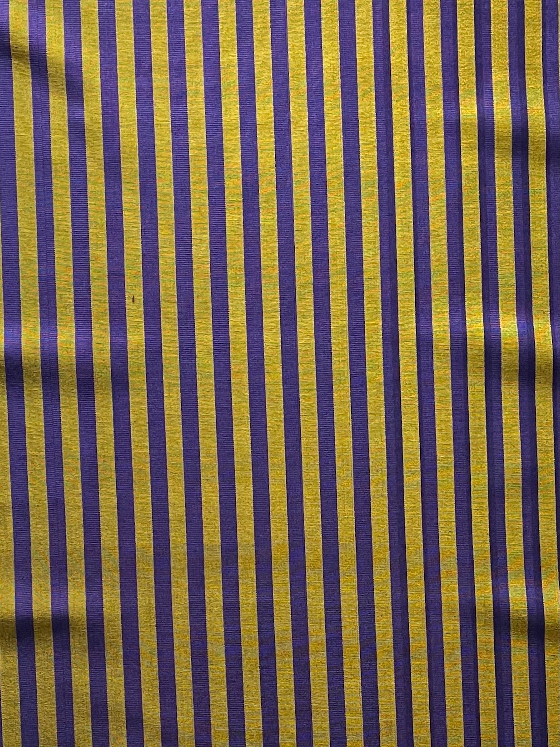 Yellow & Purple striped woven fabric by the yard.