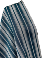 Teal & Gray striped woven fabric. Woven Turkish kutnu fabric.
