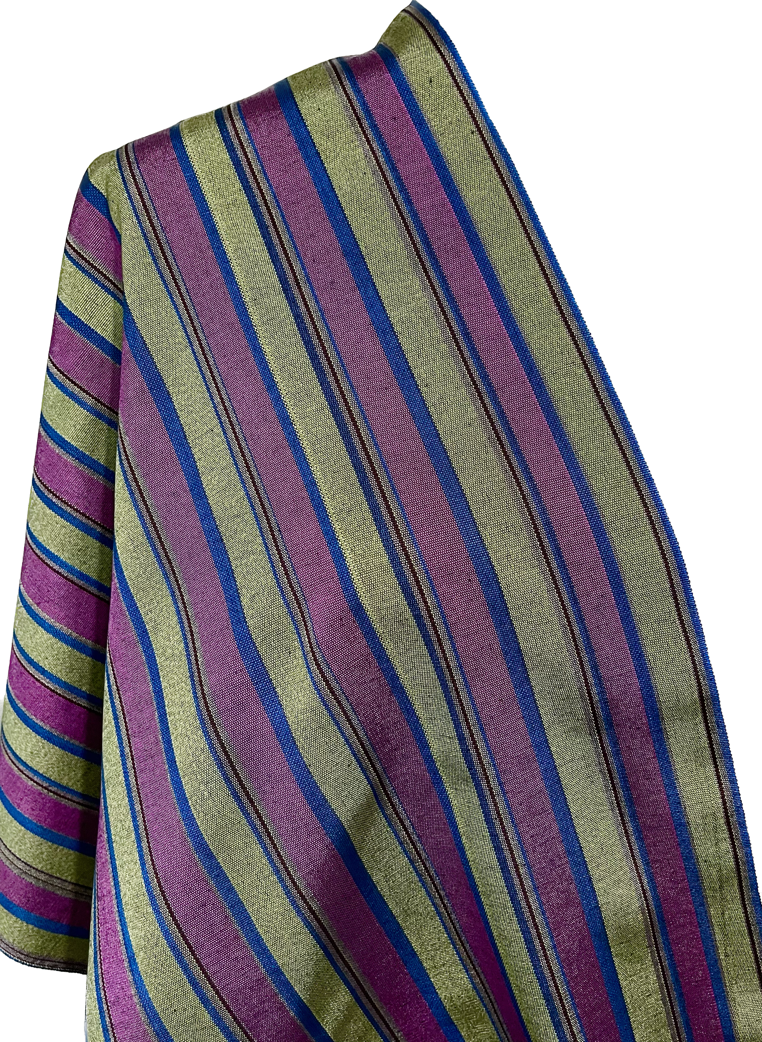 Shiny & Colorful kutnu fabric. Multicolor striped woven fabric.