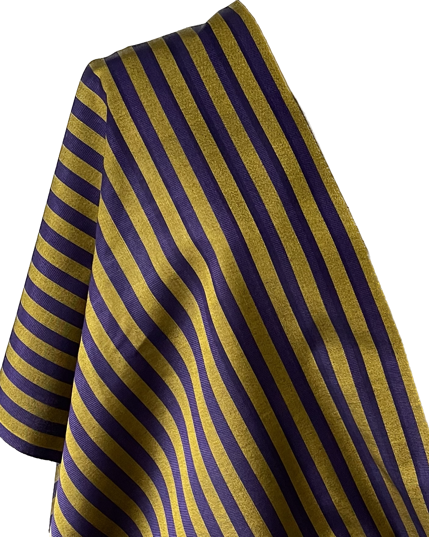 Yellow & Purple striped woven fabric by the yard.