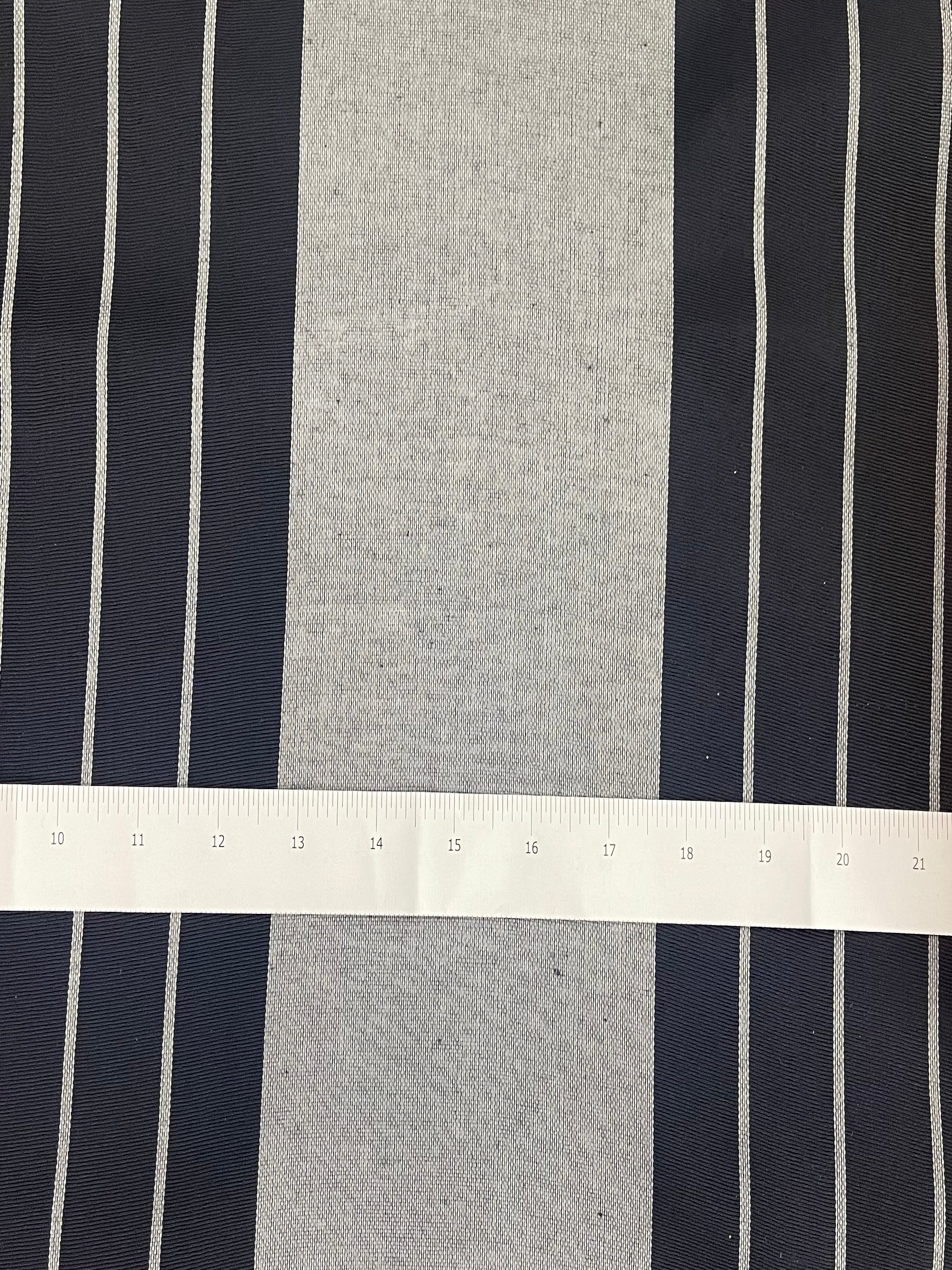 Black & Silver striped kutnu fabric by the yard. 19" wide.
