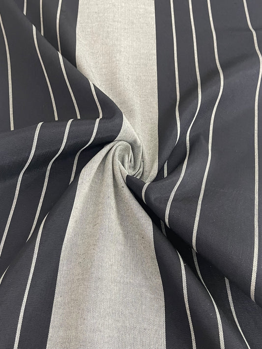 Black & Silver striped kutnu fabric by the yard. 19" wide.