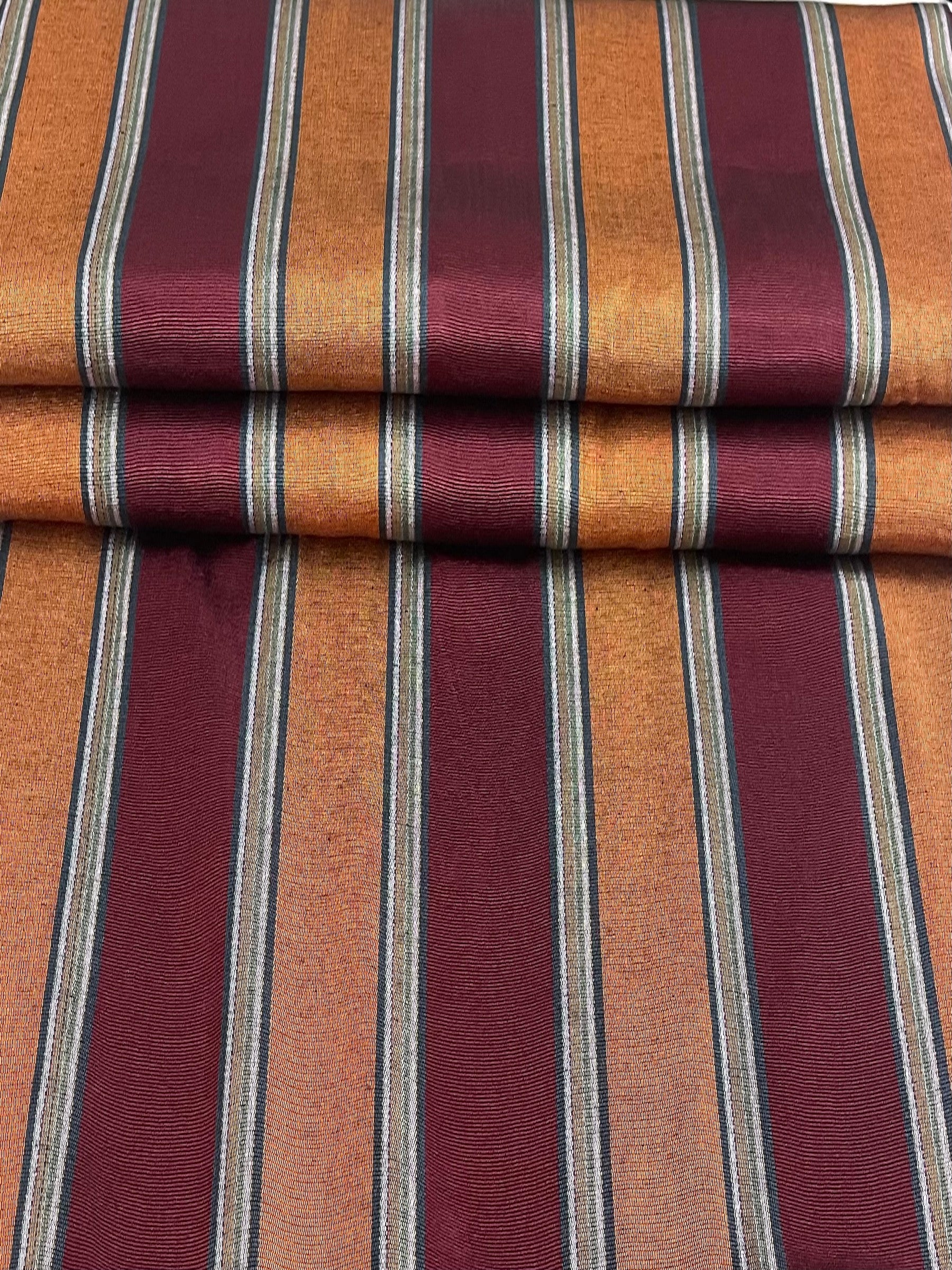 Orange & Bordeaux multicolor striped. 20" wide.