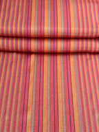 Pink & Orange & Multicolor striped fabric by the yard. 19.5" wide.