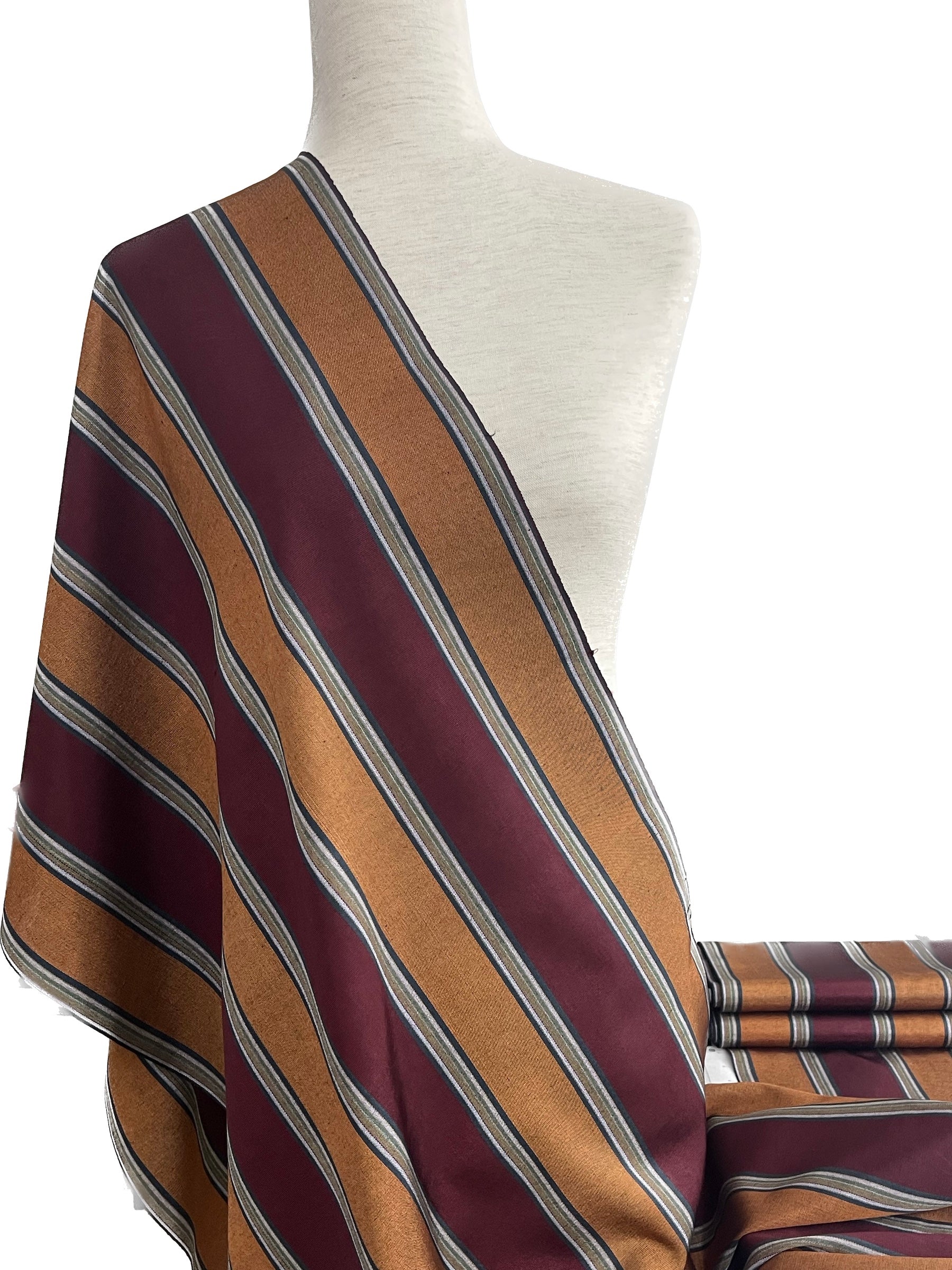 Orange & Bordeaux multicolor striped. 20" wide.