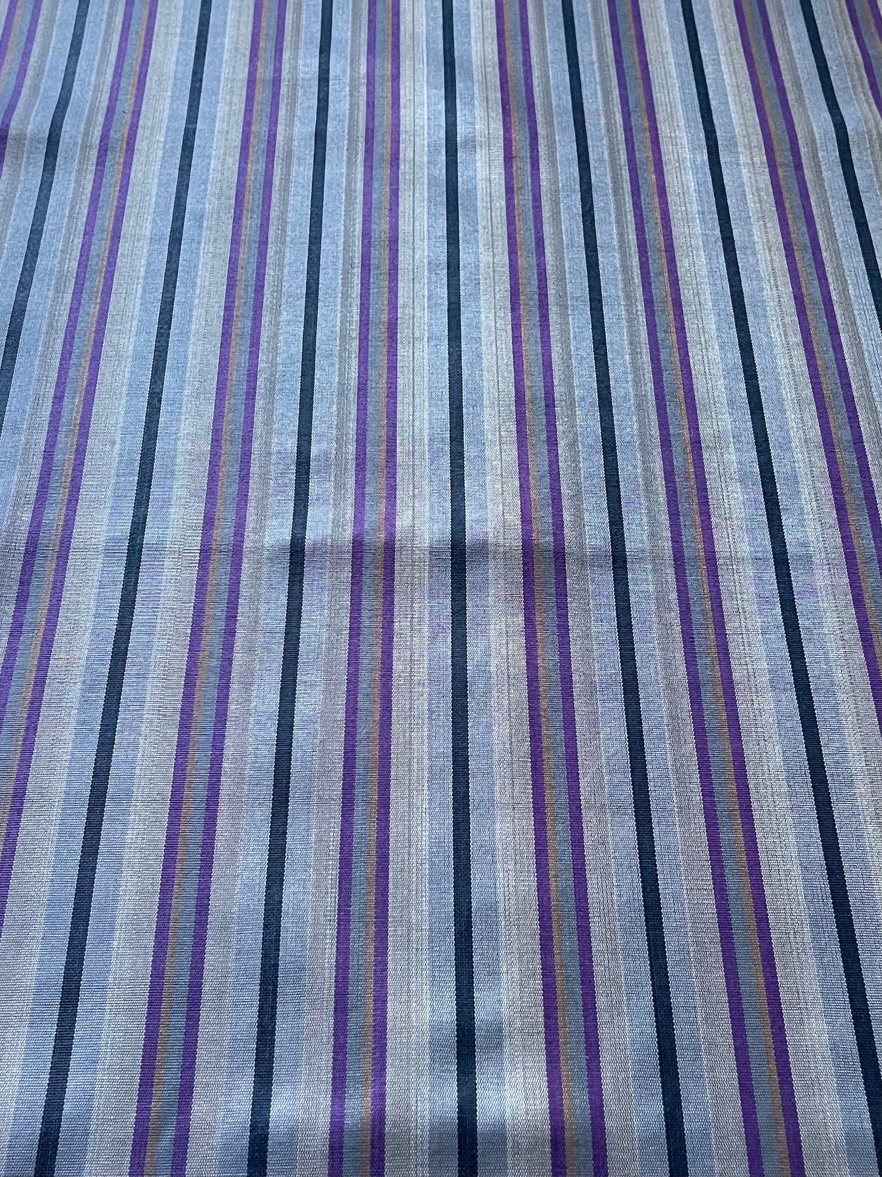 Handmade striped woven kutnu fabric. Multicolor striped kutnu fabric by the yard. 19" wide.