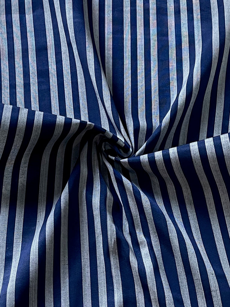 Turkish kutnu fabric. Silk & cotton woven fabric. Striped. 19.5
