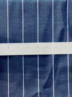 Striped handwoven Matte Blue fabric. Historic Turkish Kutnu fabric. 44" wide Cotton and Silk woven fabric. Widest Kutnu fabric.