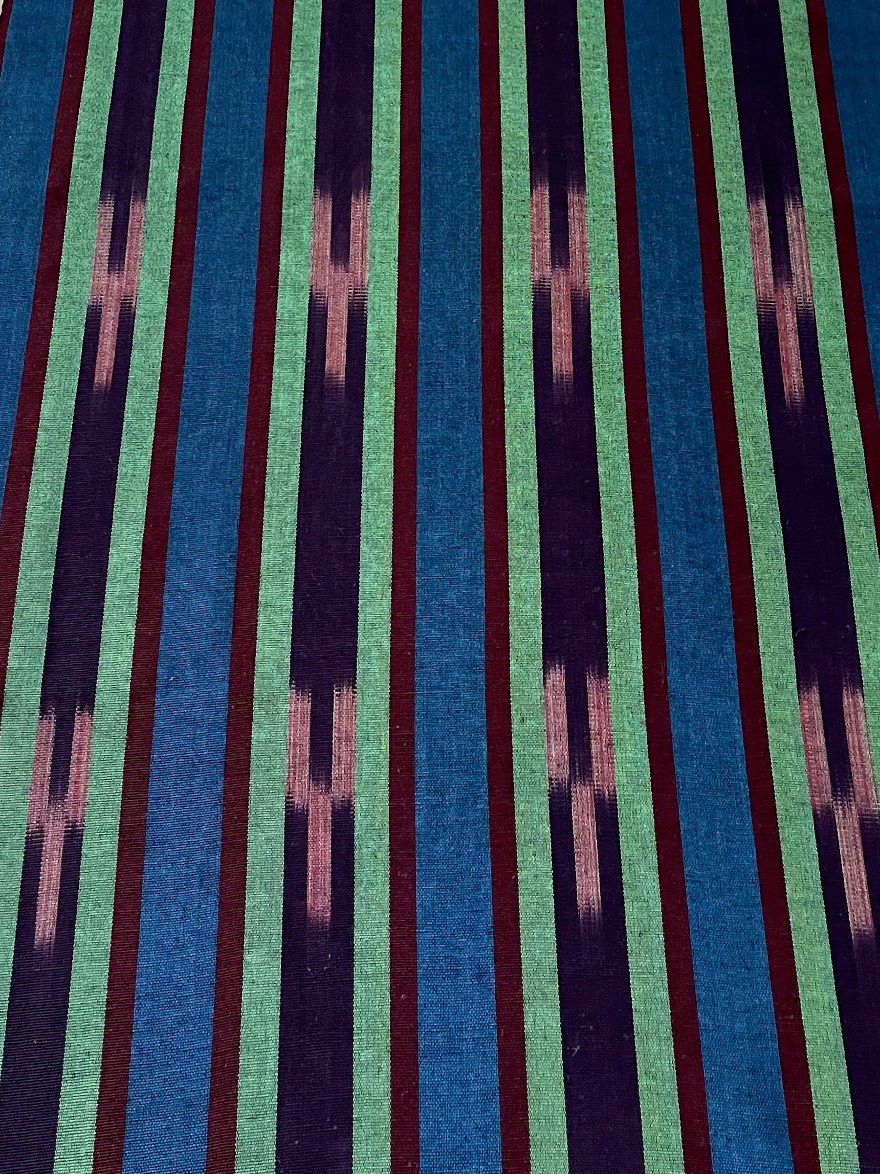 Silk & Cotton multicolor woven Turkish kutnu fabric by the yard. 20" wide.