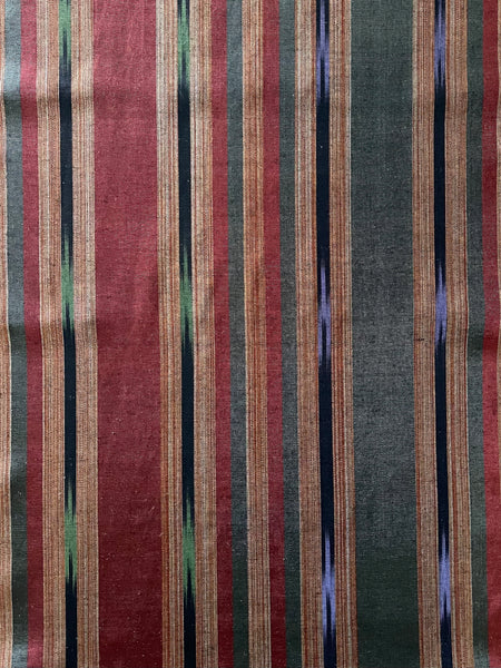 Shiny and colorful woven kutnu fabric by the yard. Silk and cotton 21" wide handmade fabric.