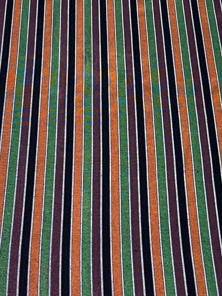 Silk & Cotton Woven Turkish kutnu fabric. Colorful striped woven fabric by the yard. 20" wide.