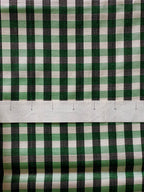 Green-white-black gingham/plaid kutnu fabric by the yard. 32" wide.