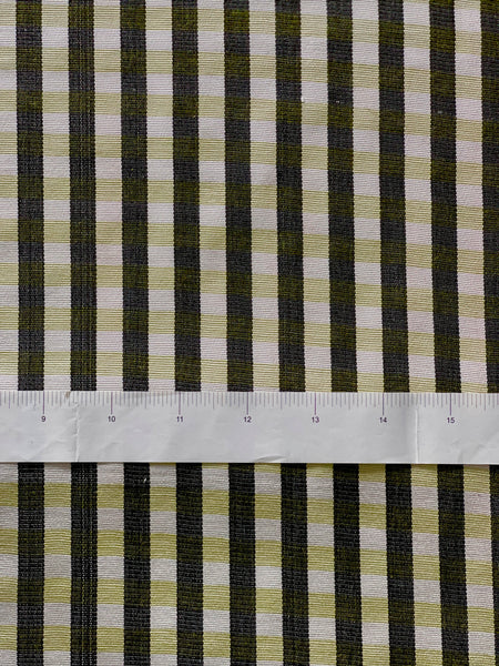 Woven Turkish fabric. 32” wide Light yellow-white-black Kutnu fabric. Plaid fabric by the yard.