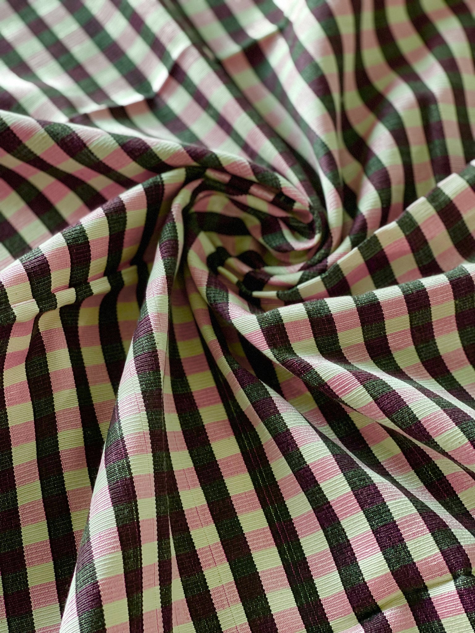 Pink-white-black plaid Woven fabric. 32” wide Turkish kutnu fabric by the  yard.