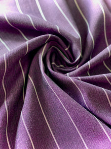 Striped Matte Purple Kutnu fabric. Striped woven fabric by the yard. 44" wide.