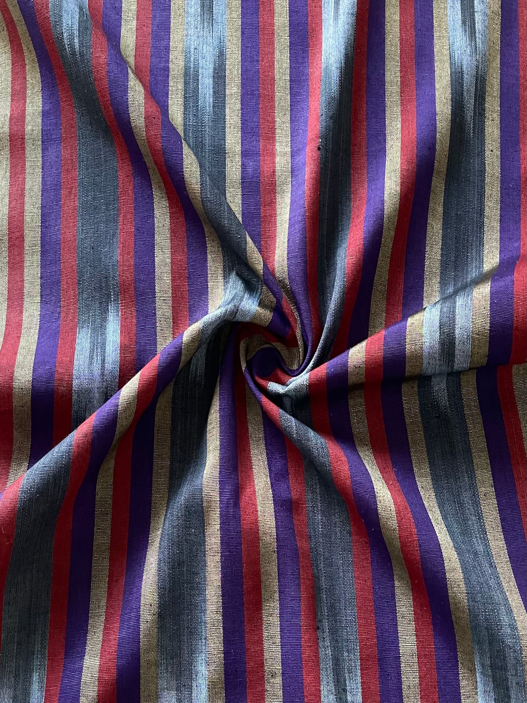 Multicolor woven silk and cotton historic Turkish kutnu fabric by the yard. 21" wide silk and cotton woven fabric.