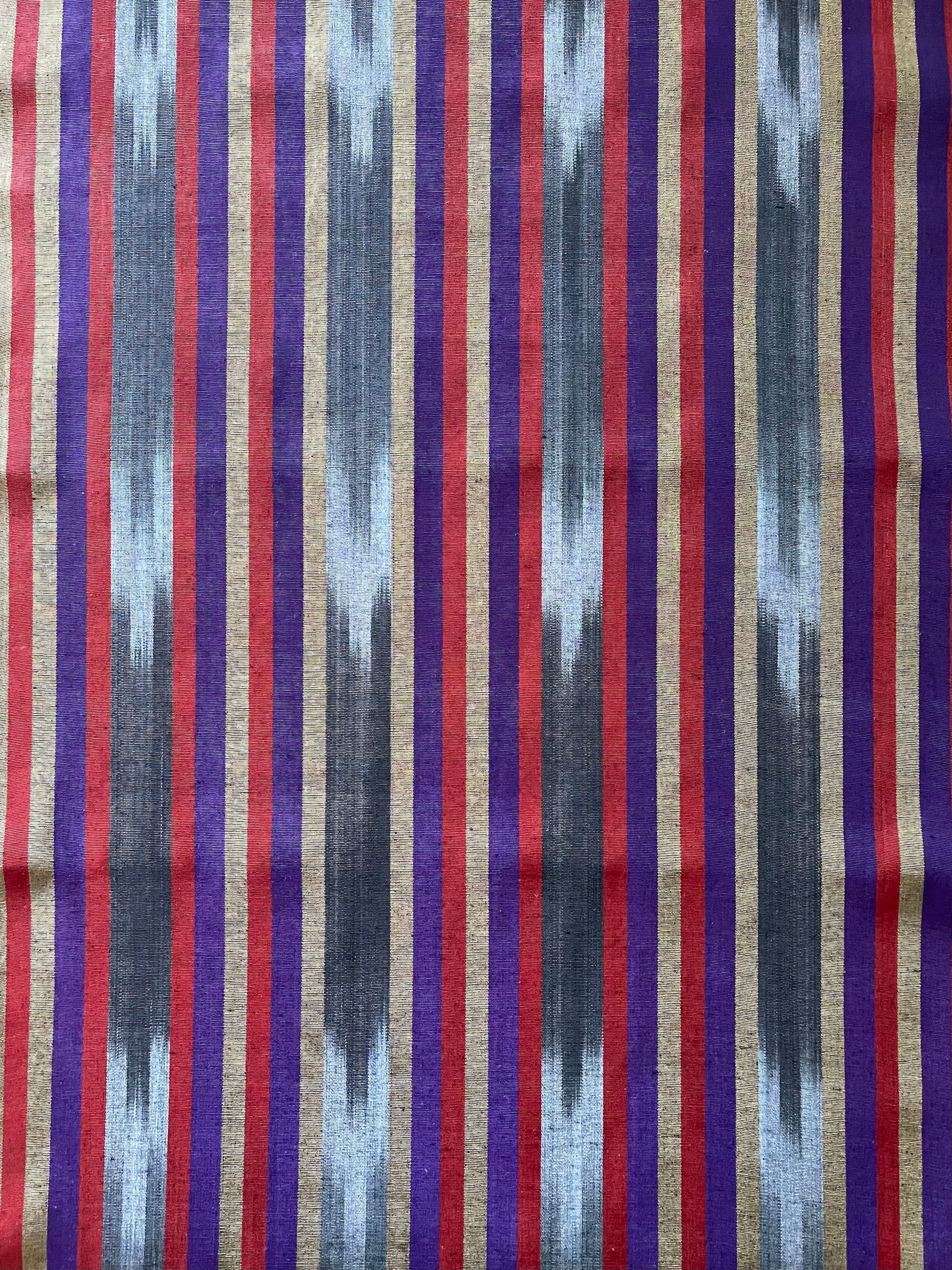 Multicolor woven silk and cotton historic Turkish kutnu fabric by the yard. 21" wide silk and cotton woven fabric.