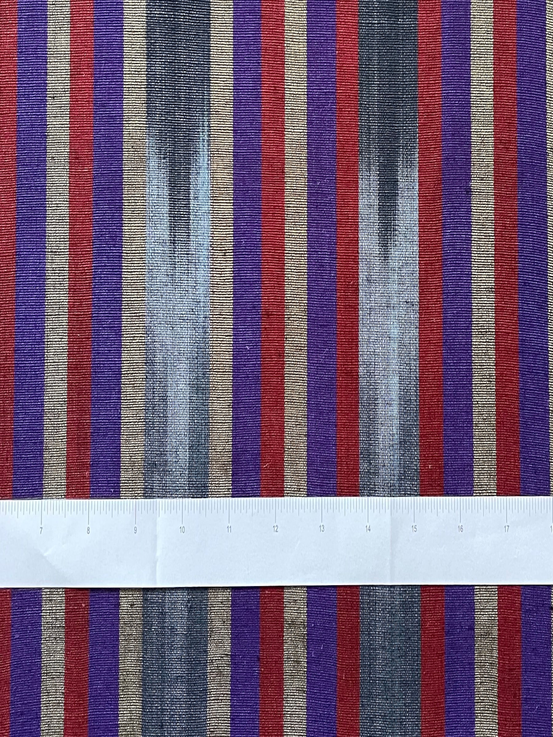 Multicolor woven silk and cotton historic Turkish kutnu fabric by the yard. 21" wide silk and cotton woven fabric.