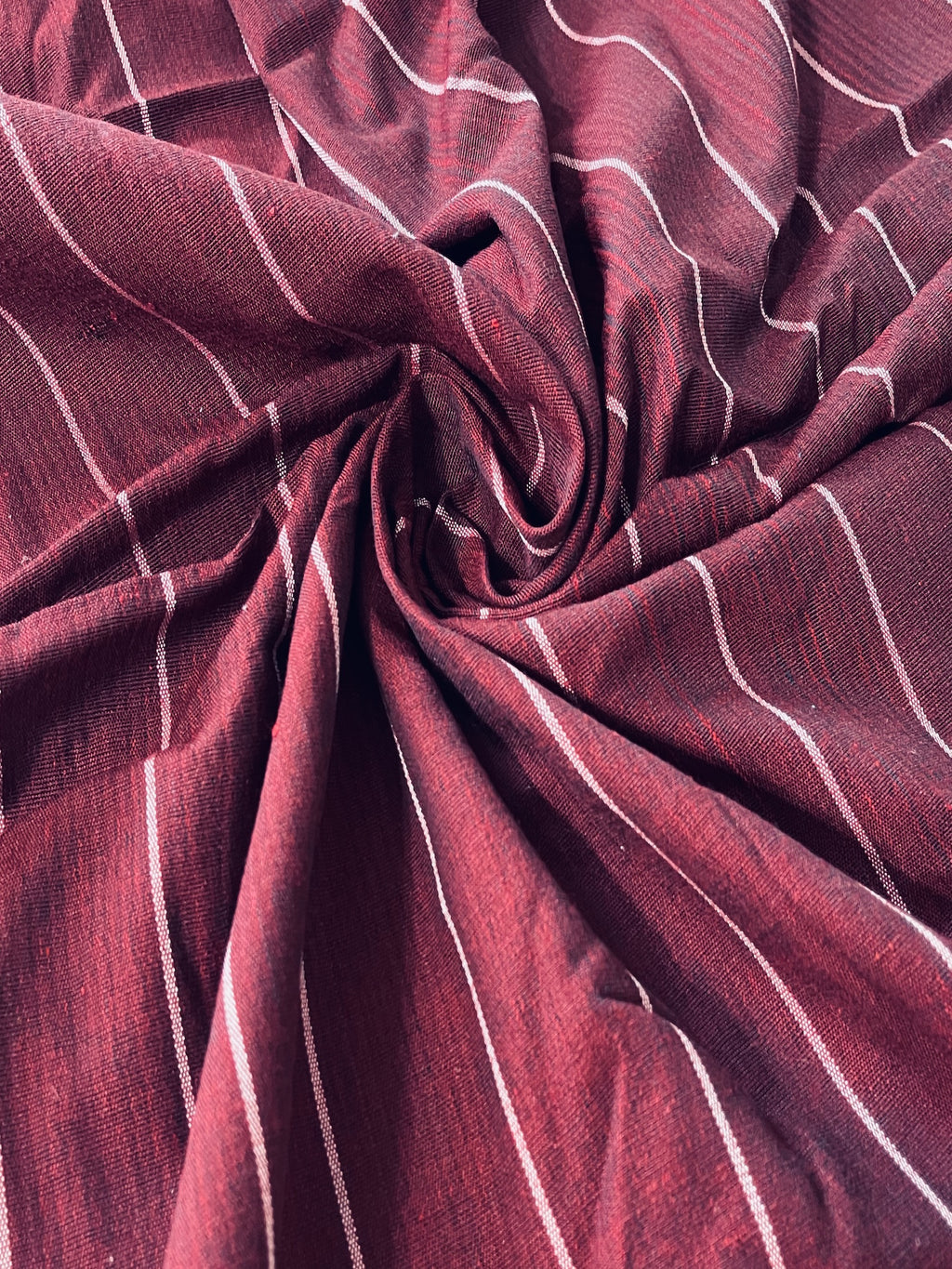 Striped Turkish Kutnu fabric. Matte Red Kutnu fabric. Silk & Cotton woven fabric. 44” wide kutnu fabric.