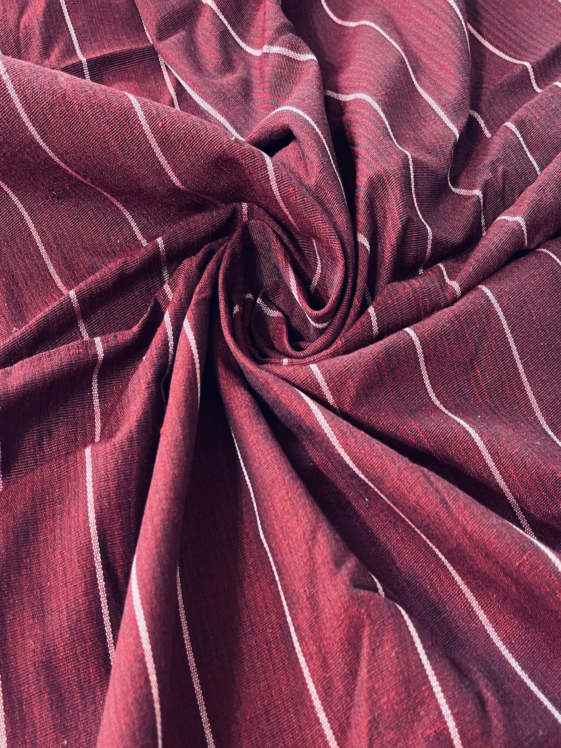 Striped Turkish Kutnu fabric. Matte Red Kutnu fabric. Silk & Cotton woven fabric. 44” wide kutnu fabric.