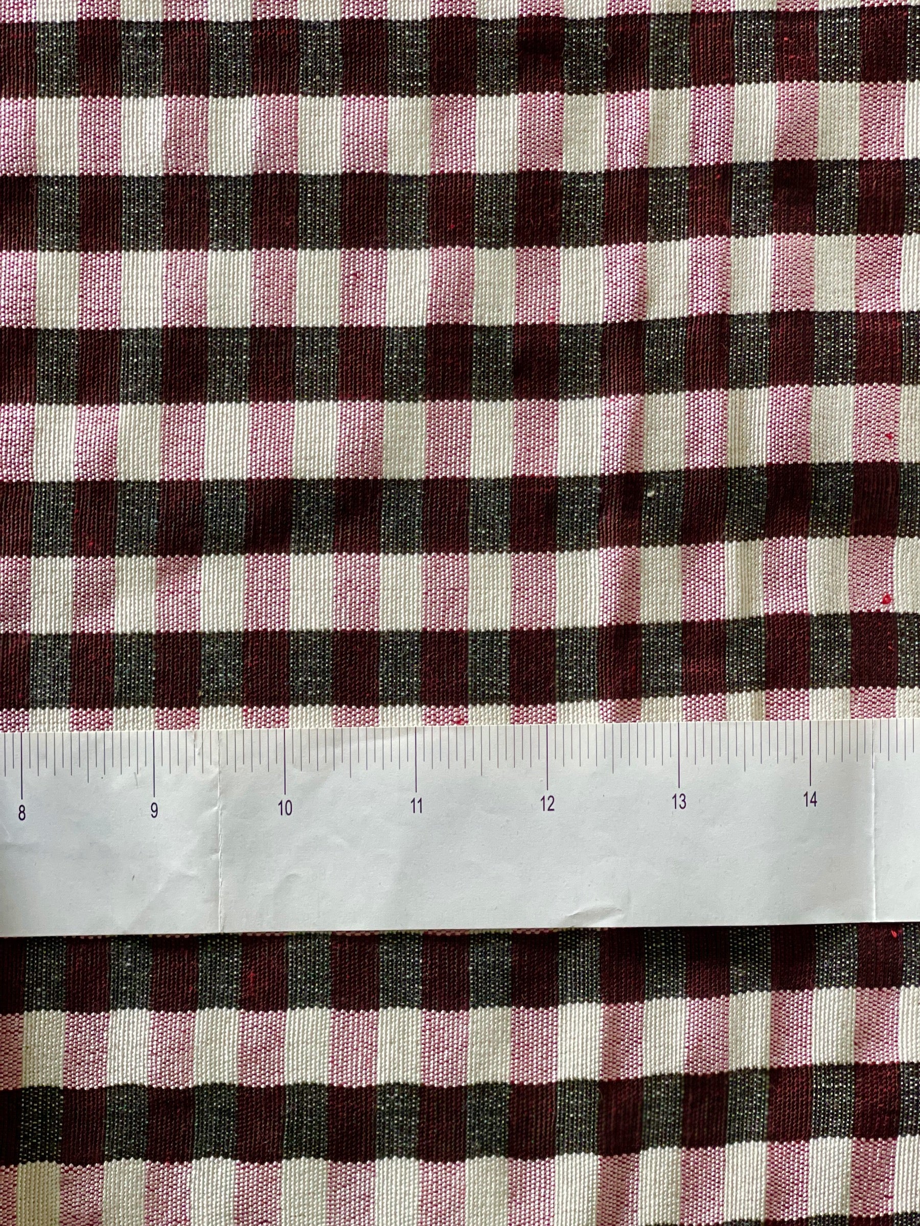 Rose-White-Black plaid Kutnu fabric. 32” wide Woven plaid/gingham/checked fabric.