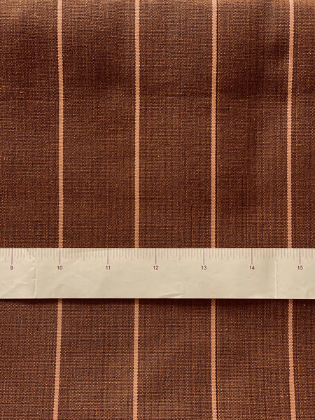 Striped Matte Terra-Cotta color woven fabric. 44" wide Silk&Cotton Turkish Kutnu Fabric.