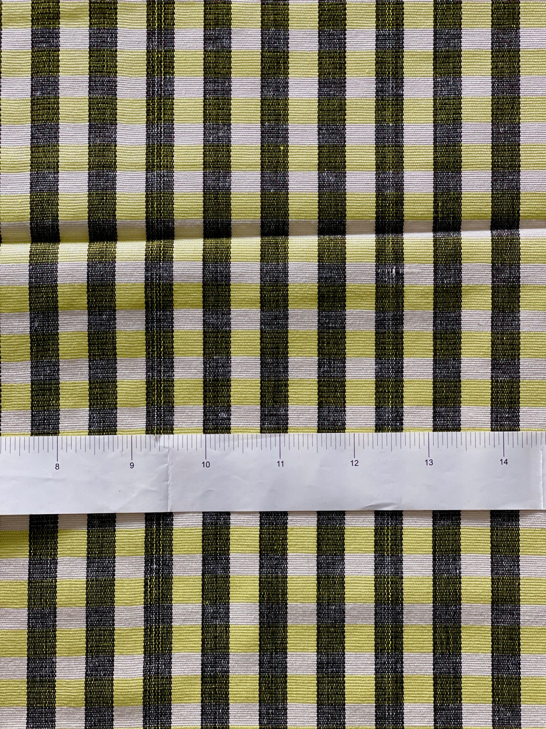 Yellow-white-black Plaid Kutnu fabric by the yard. 32” wide woven Turkish fabric.